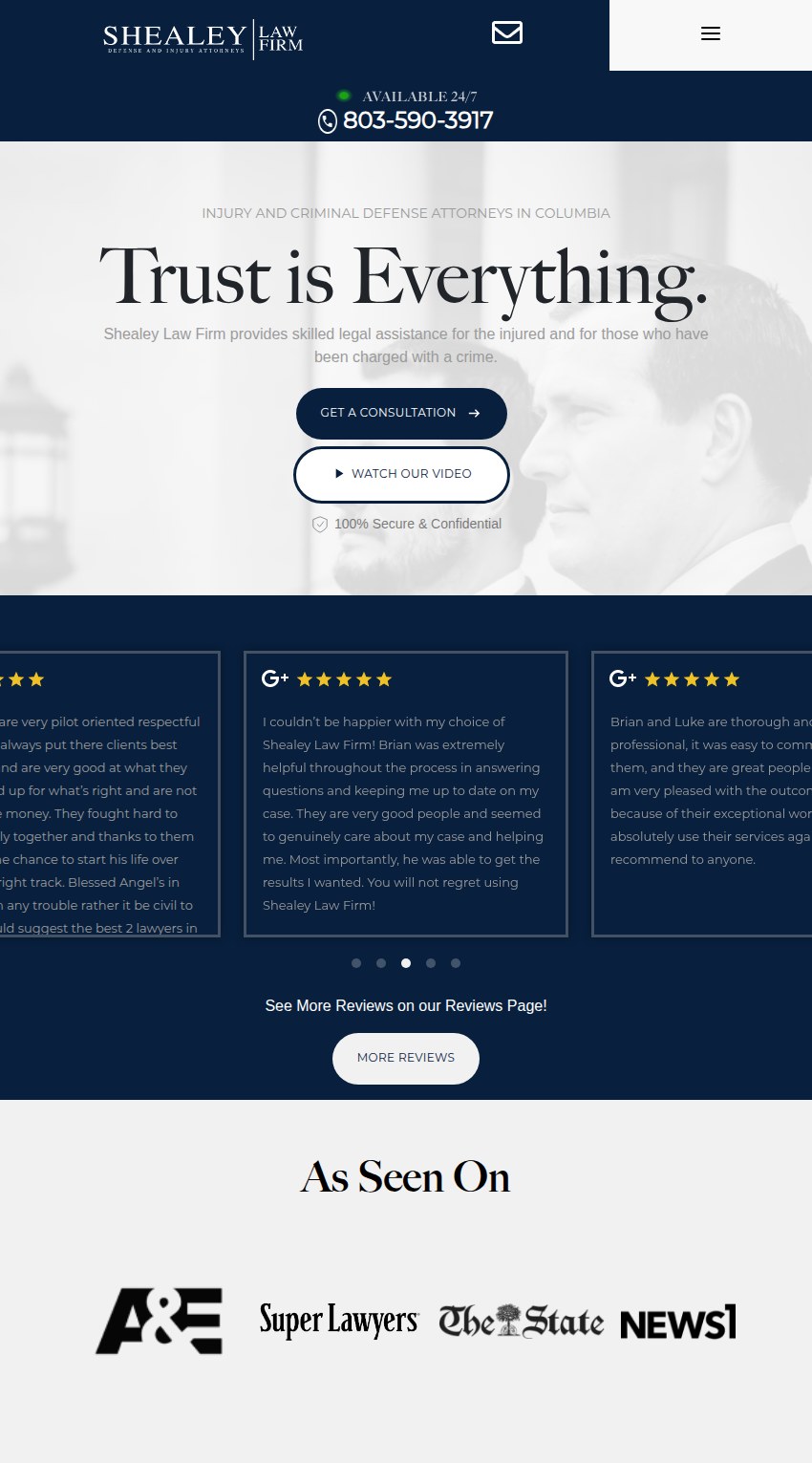 Screenshot of the Shealey Law Firm, LLC website
