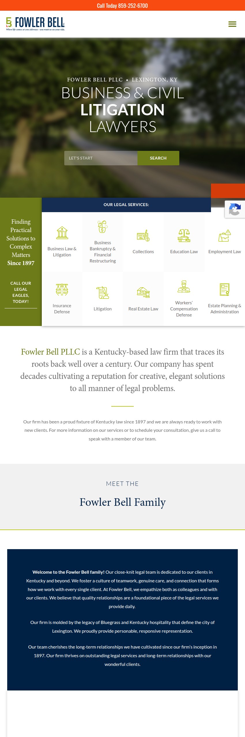 Screenshot of the Fowler Bell PLLC website
