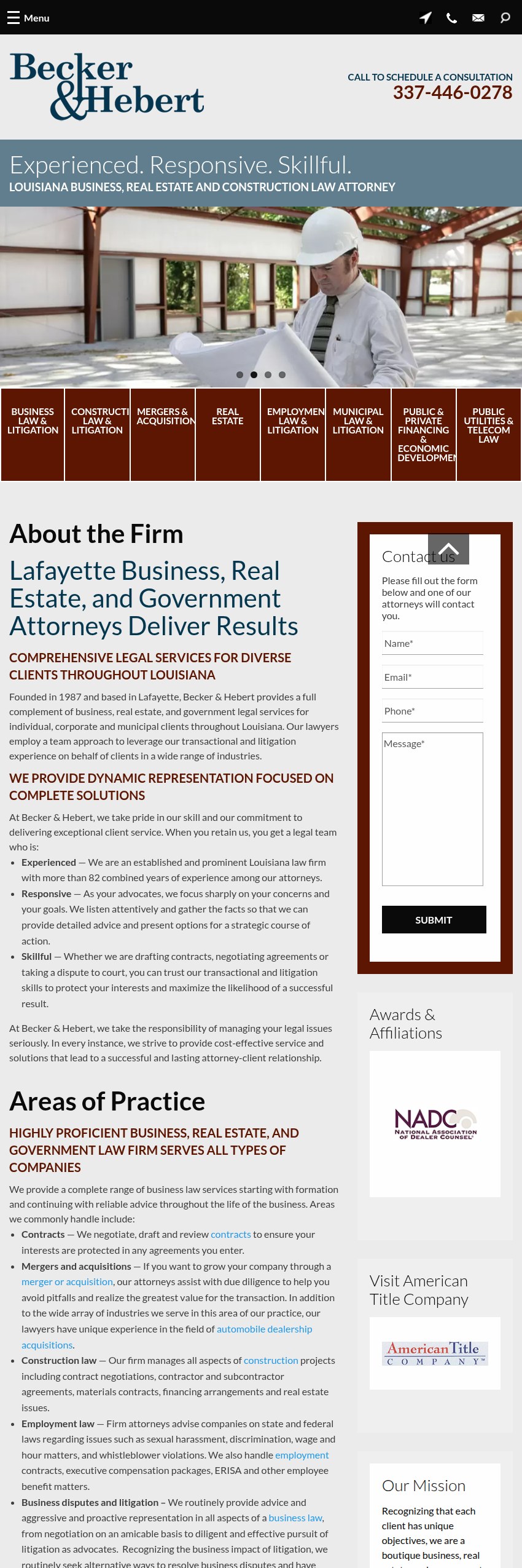 Screenshot of the Becker & Hebert, L.L.C. website