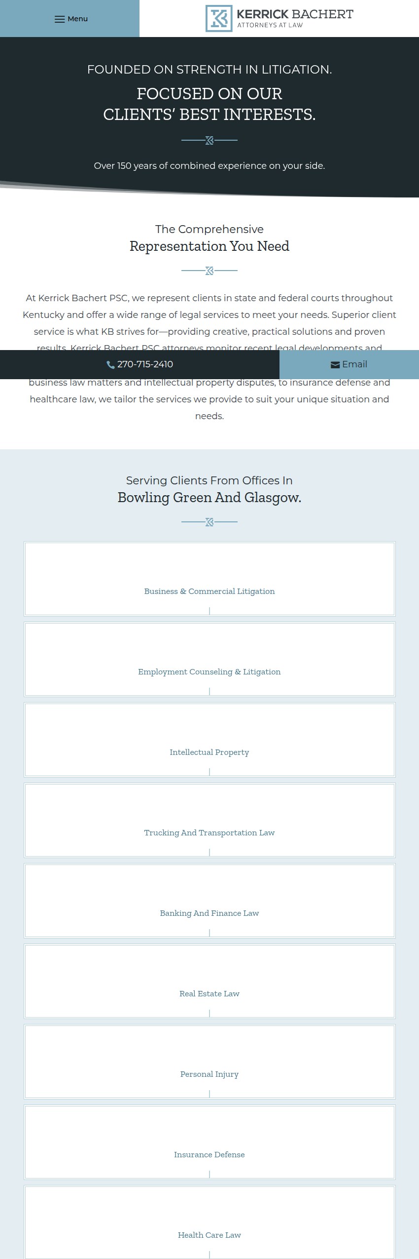 Screenshot of the Kerrick Bachert PSC website