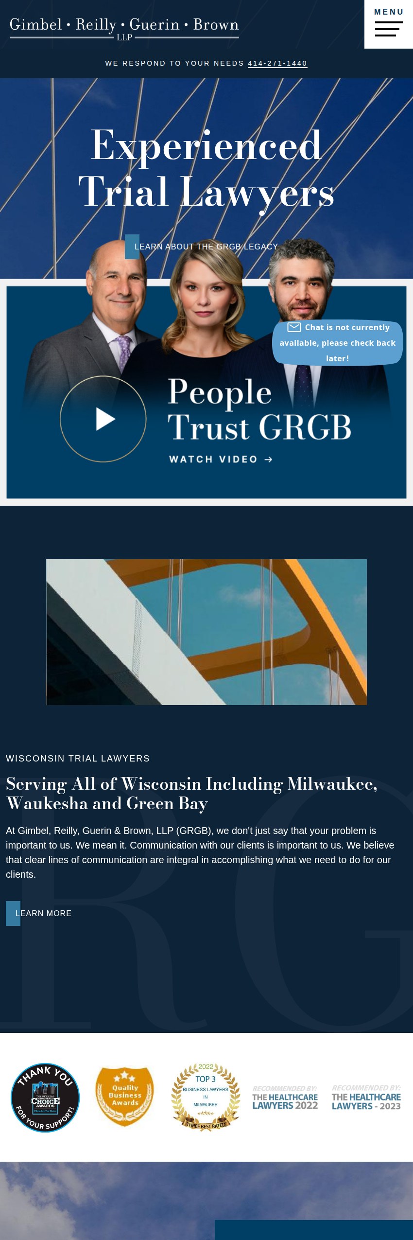 Screenshot of the Gimbel, Reilly, Guerin & Brown, LLP website