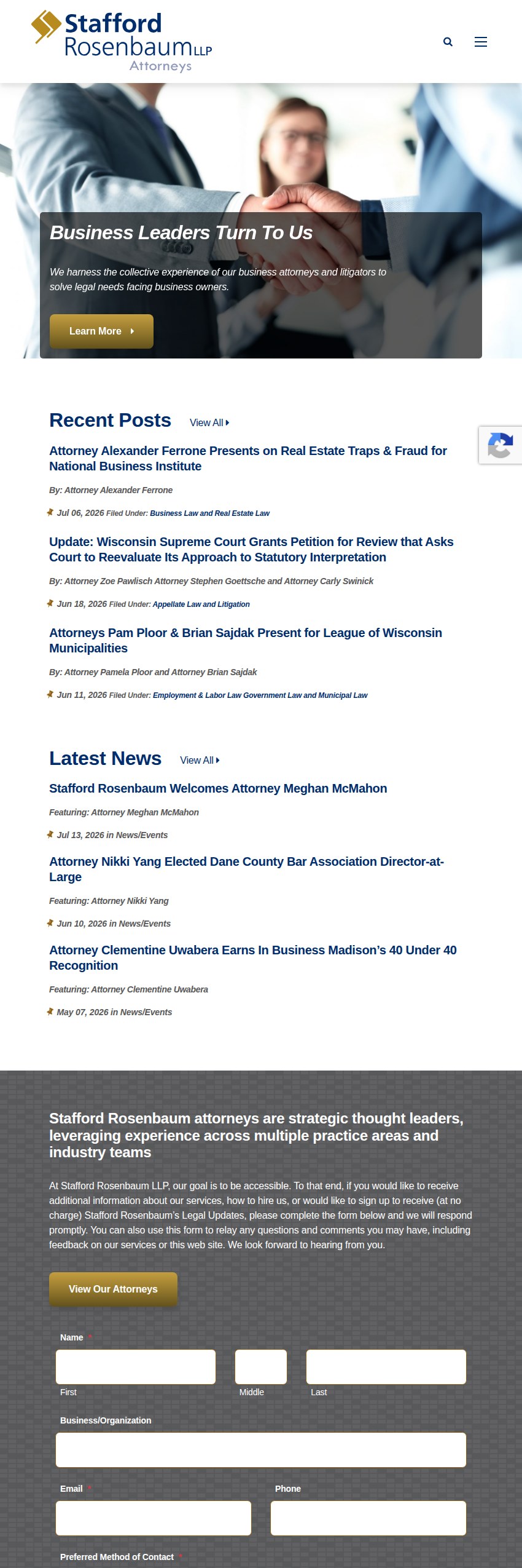 Screenshot of the Stafford Rosenbaum LLP website