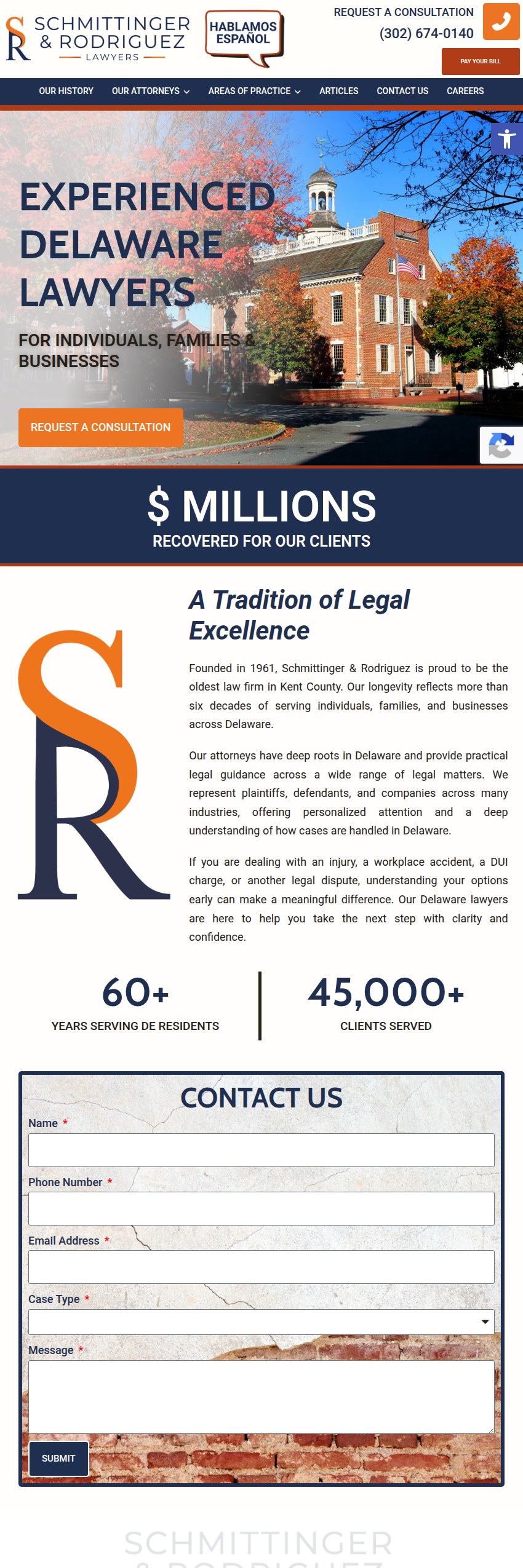 Screenshot of the Schmittinger & Rodriguez website