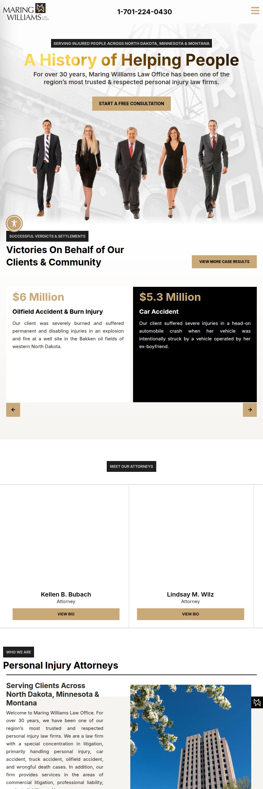 Screenshot of the Maring Williams Law Office website