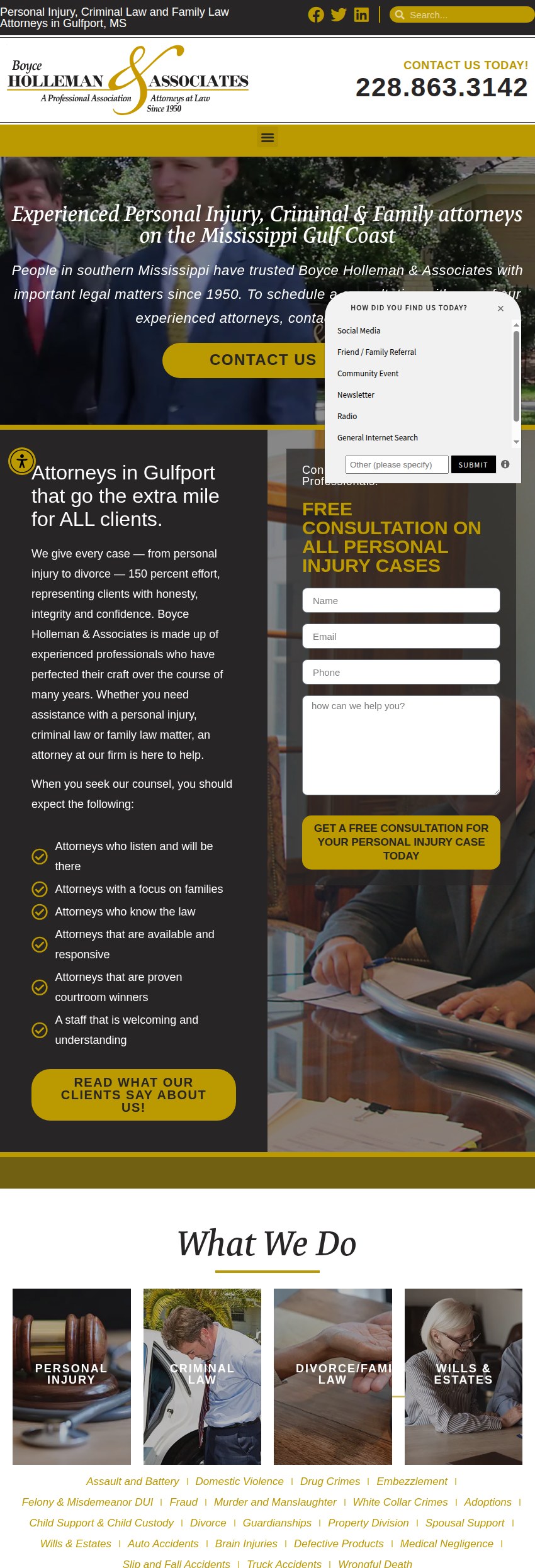 Screenshot of the Boyce Holleman & Associates website
