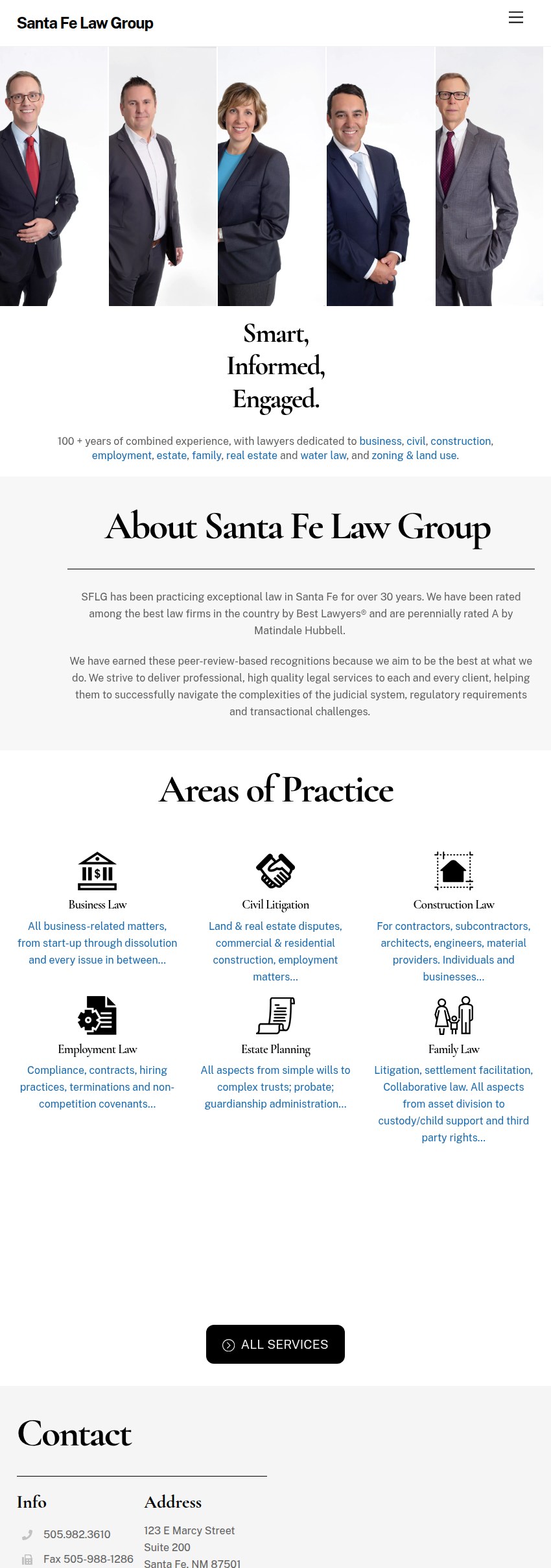 Screenshot of the Santa Fe Law Group website