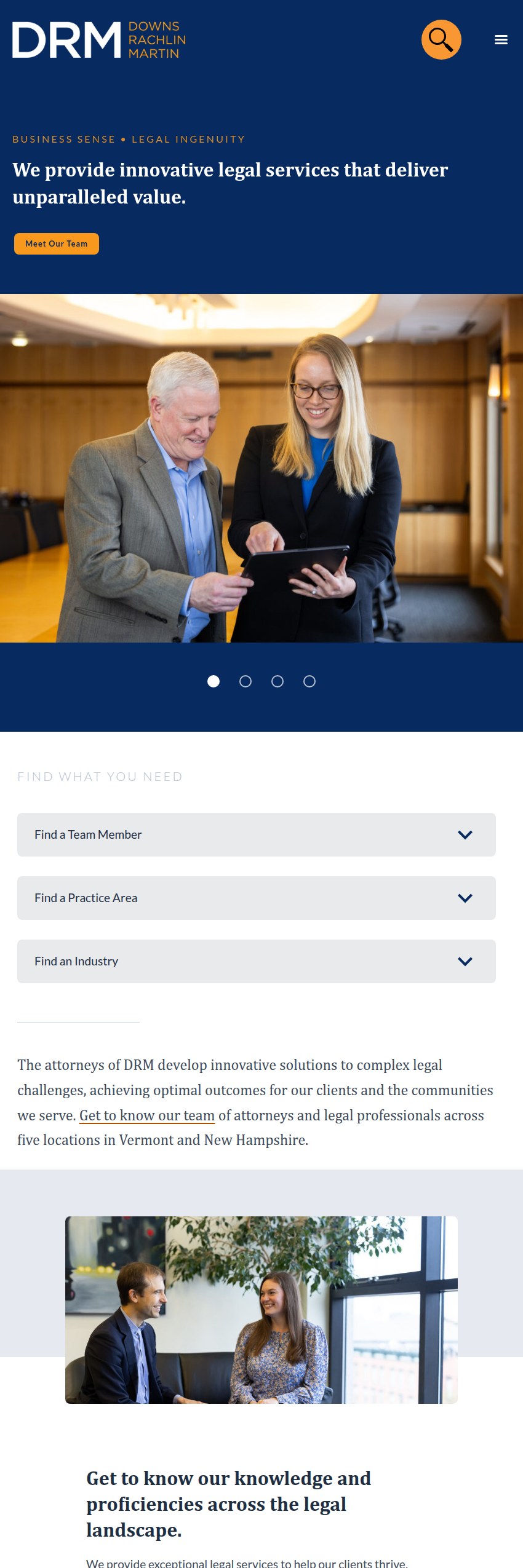 Screenshot of the Downs Rachlin Martin PLLC website