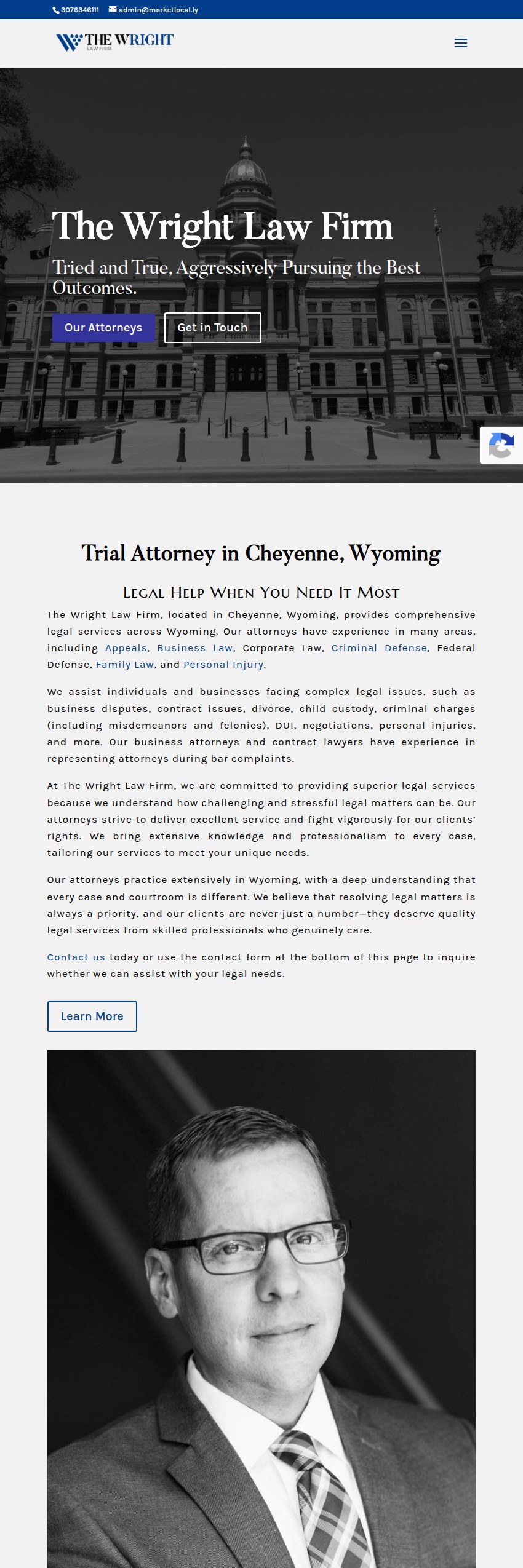 Screenshot of the The Wright Law Firm website