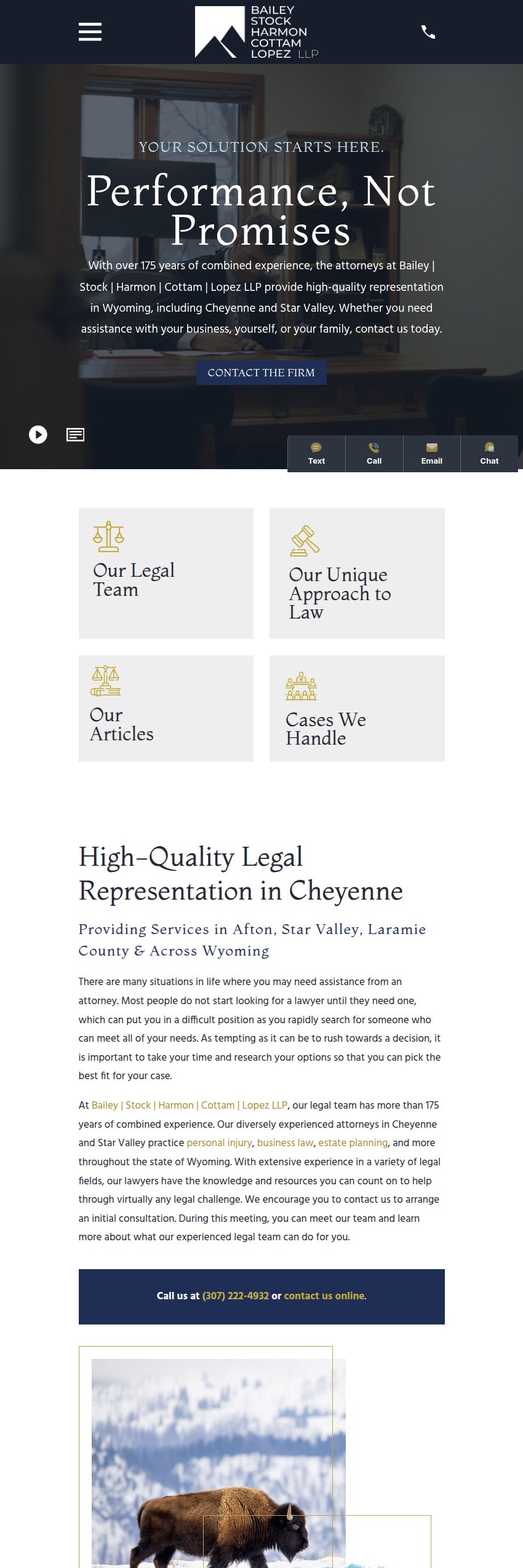 Screenshot of the Bailey Stock Harmon Cottam Lopez LLP website