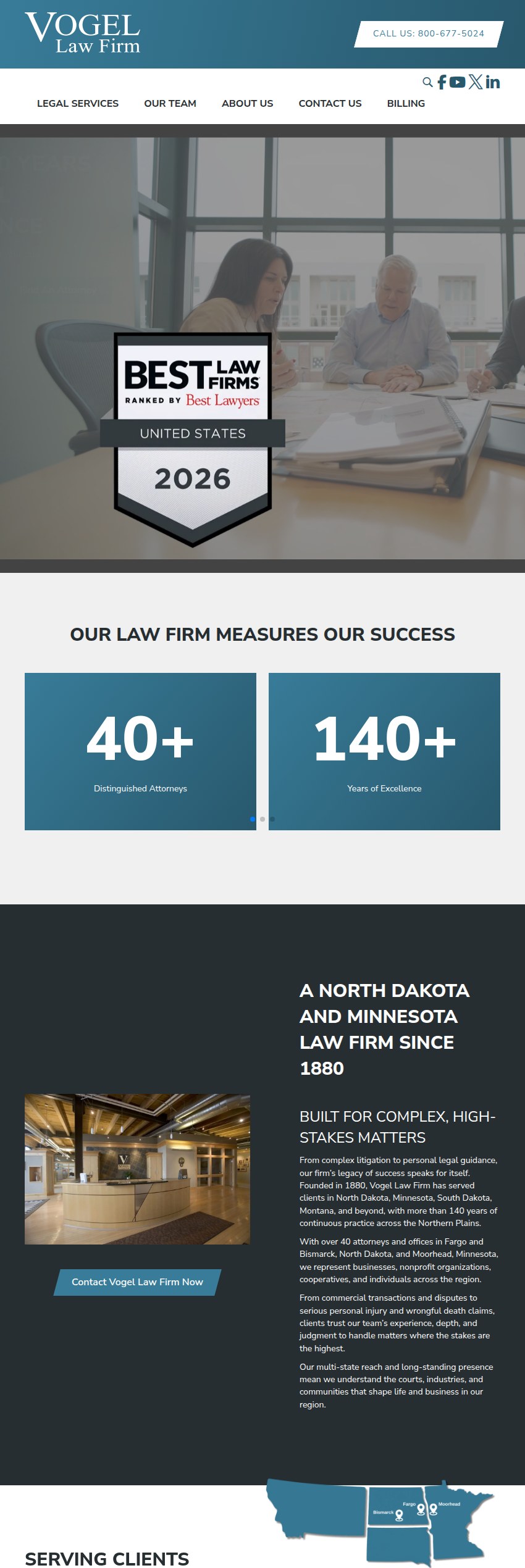 Screenshot of the Vogel Law Firm website
