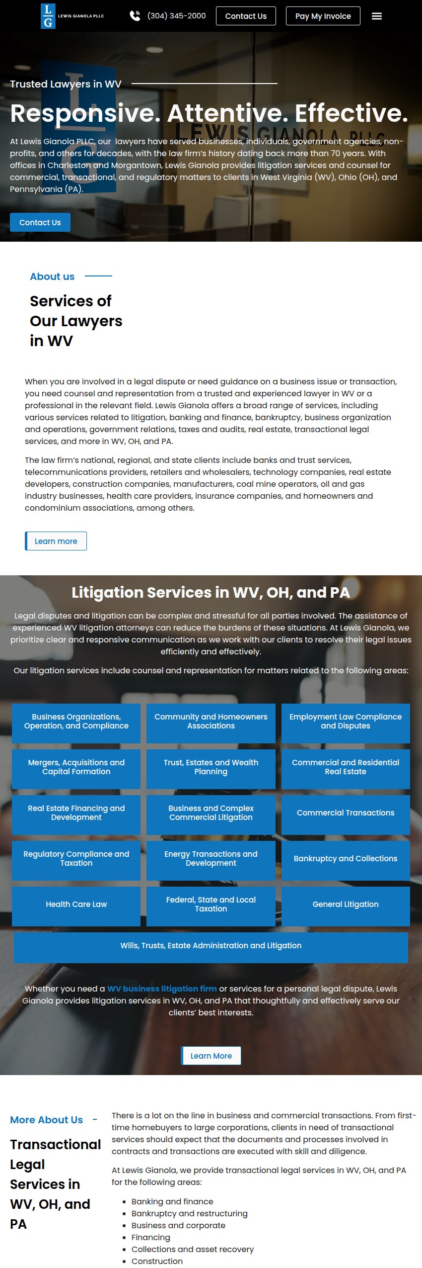 Screenshot of the Lewis Gianola PLLC website