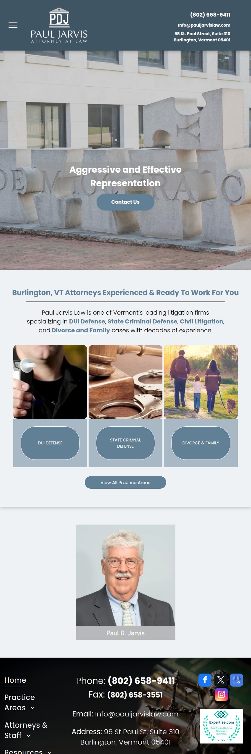 Screenshot of the Paul Jarvis Law website