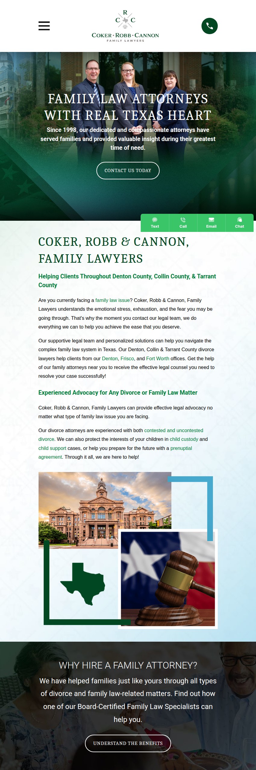 Screenshot of the Coker, Robb & Cannon, Family Lawyers website