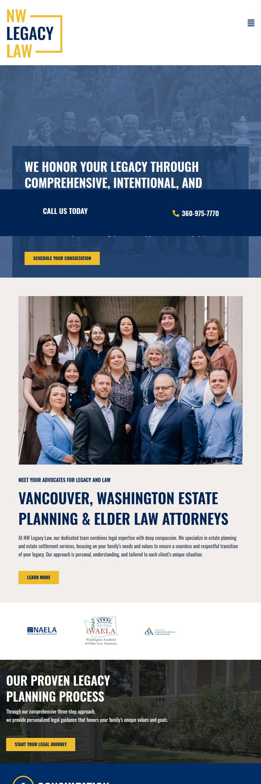 Screenshot of the NW Legacy Law, P.S. website