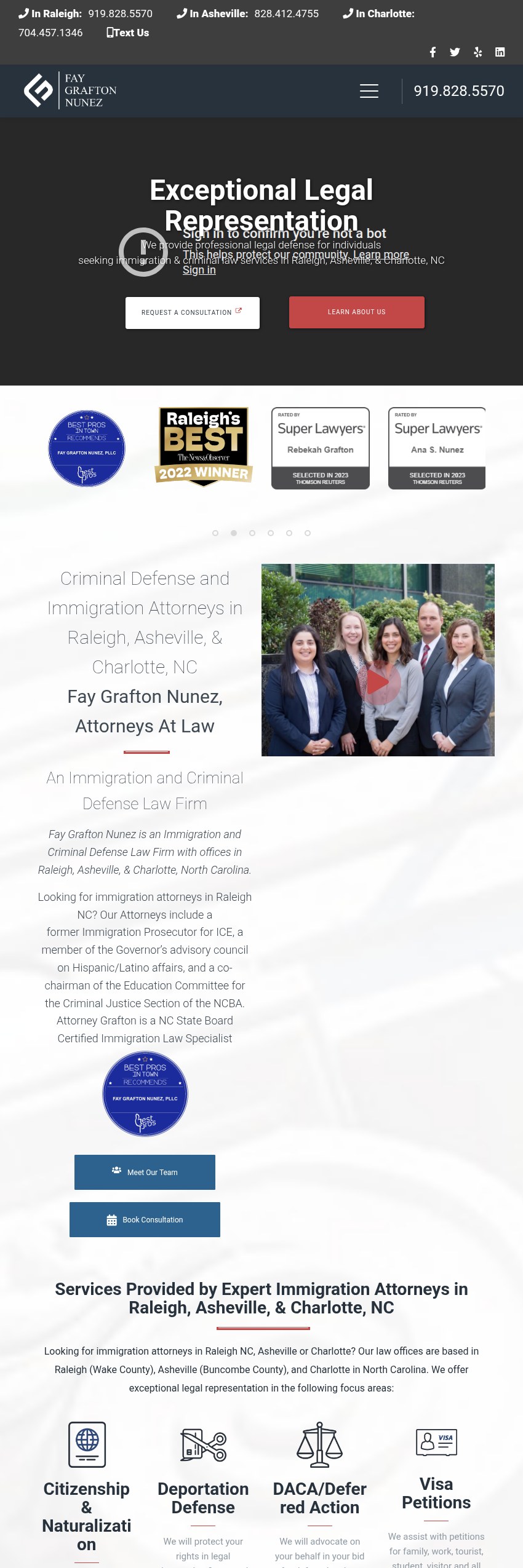 Screenshot of the Fay Grafton Nunez, PLLC website