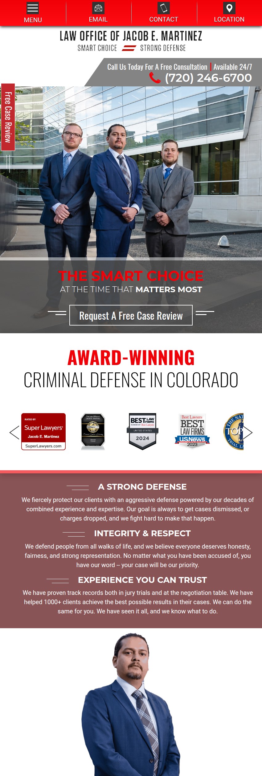 Screenshot of the Law Office of Jacob E. Martinez website