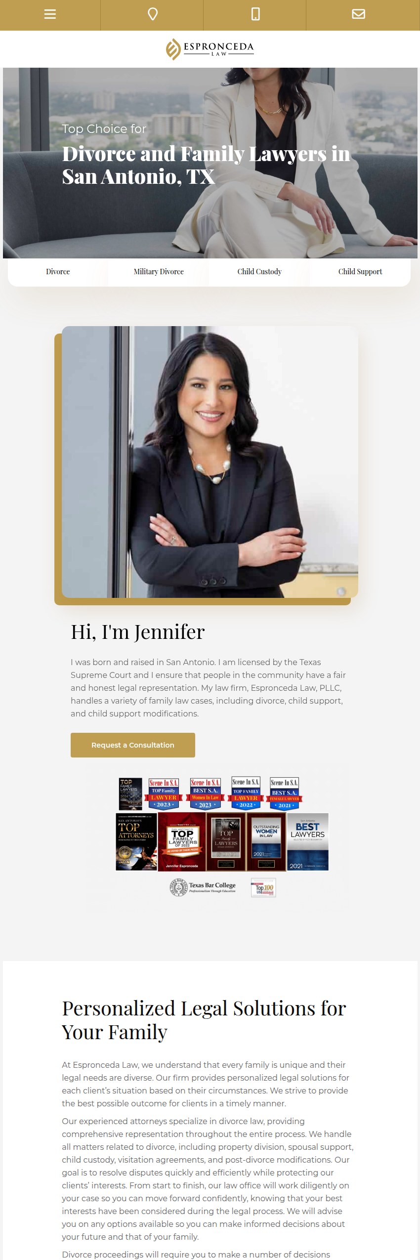 Screenshot of the Espronceda Law, PLLC website