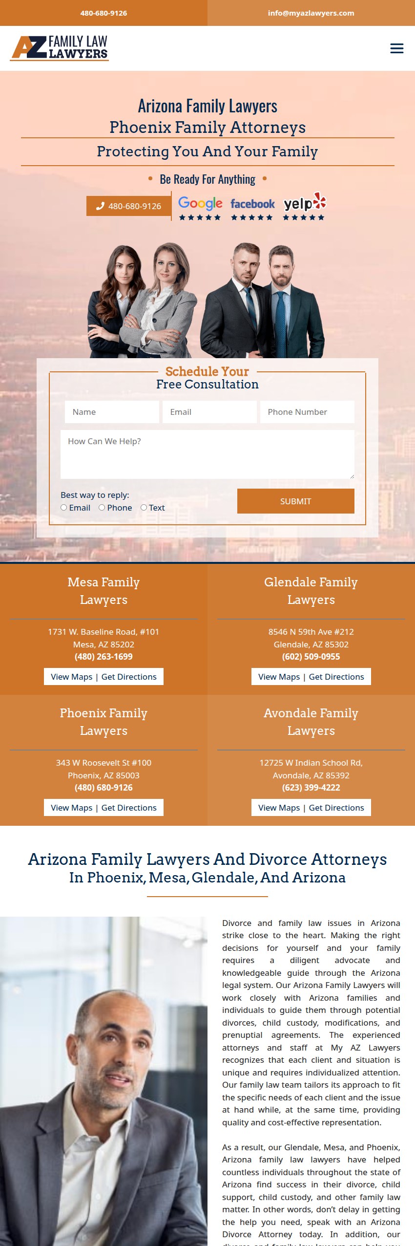 Screenshot of the AZ Family Law Lawyers website