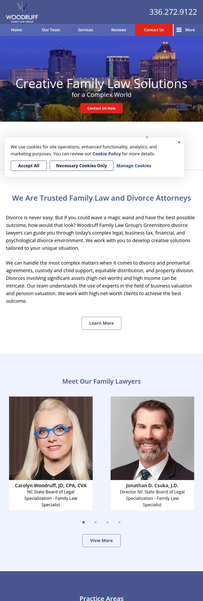 Screenshot of the Woodruff Family Law Group website