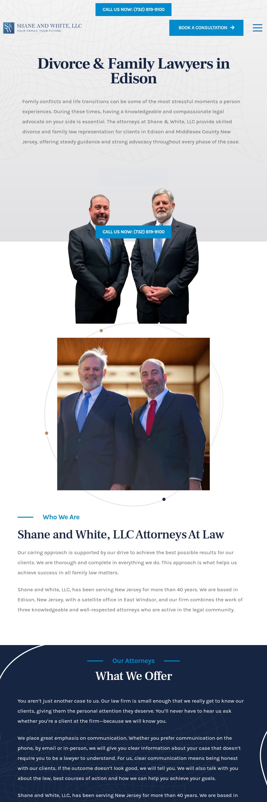 Screenshot of the Shane and White, LLC website