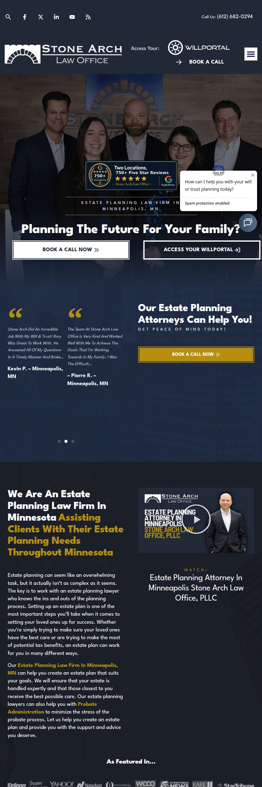 Screenshot of the Stone Arch Law Office, PLLC website