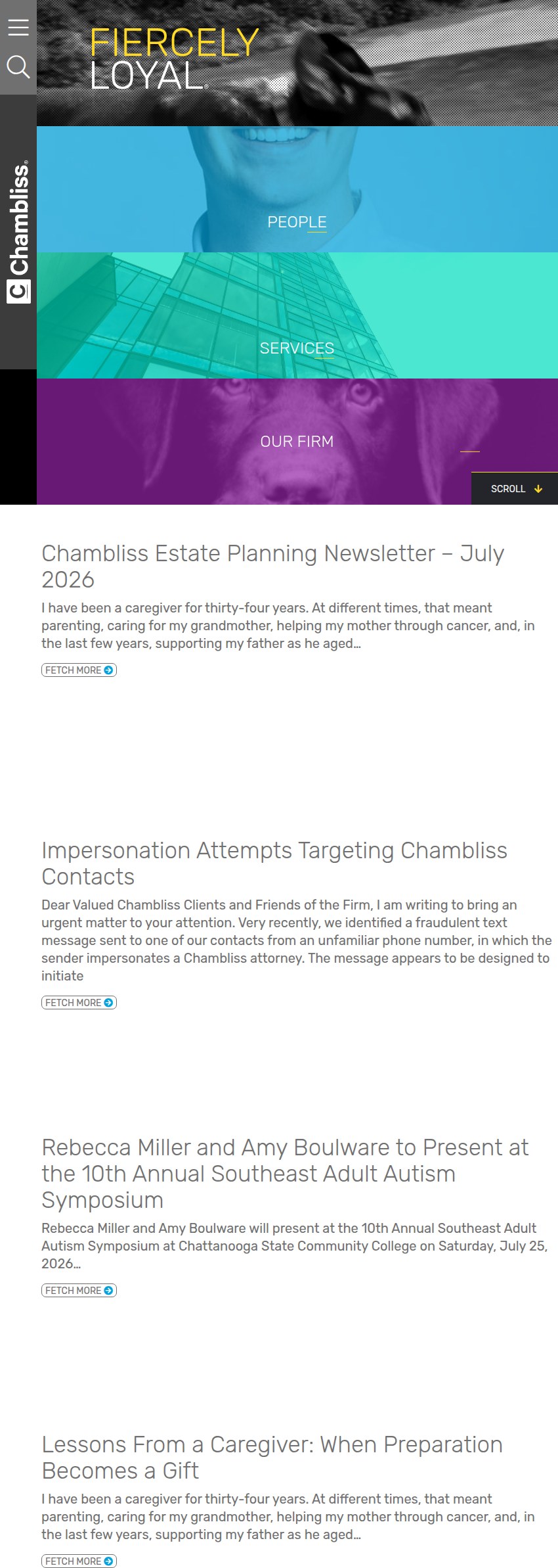 Screenshot of the Chambliss, Bahner & Stophel P.C. website
