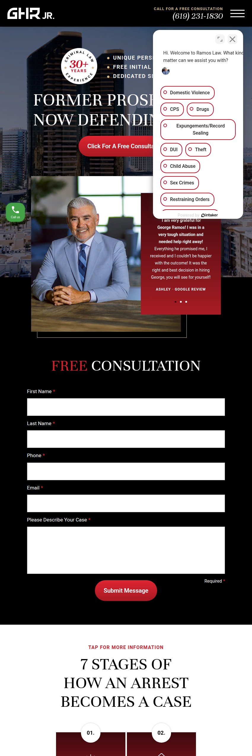 Screenshot of the Law Office of George H. Ramos, Jr. website