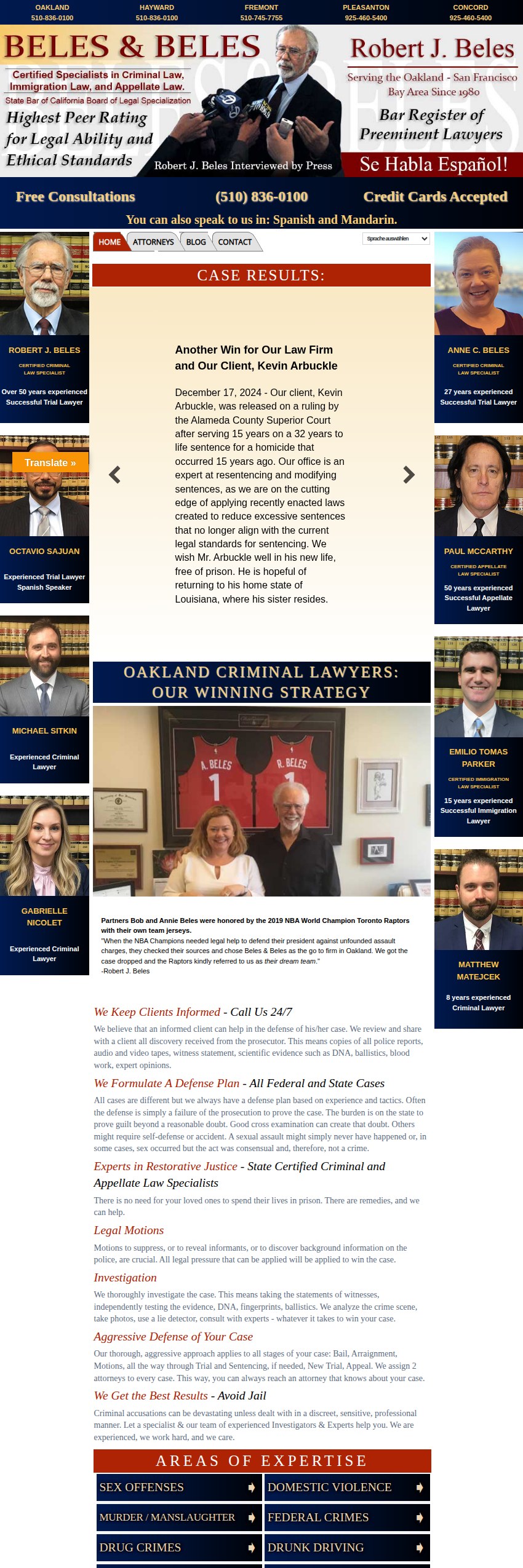 Screenshot of the Law Offices of Beles & Beles website