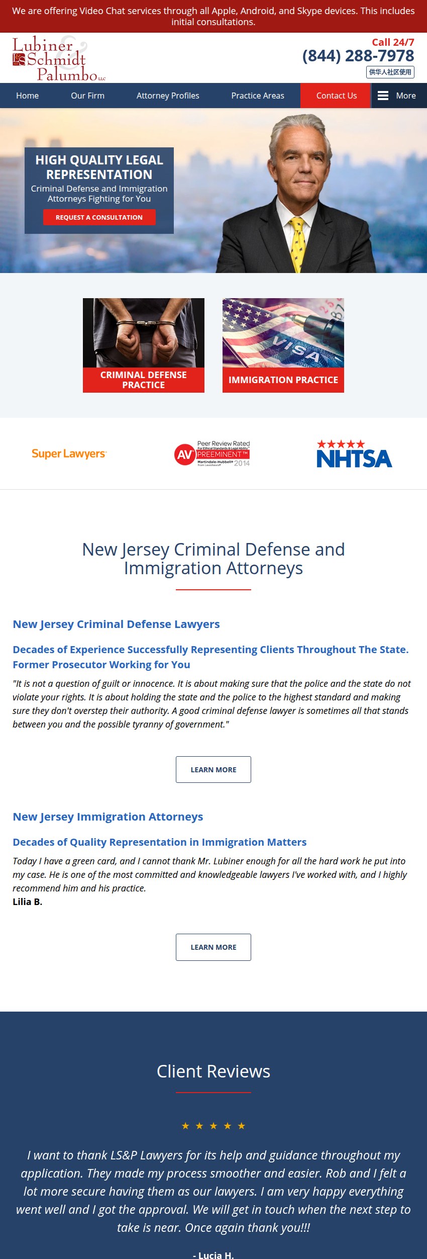 Screenshot of the Lubiner, Schmidt & Palumbo website