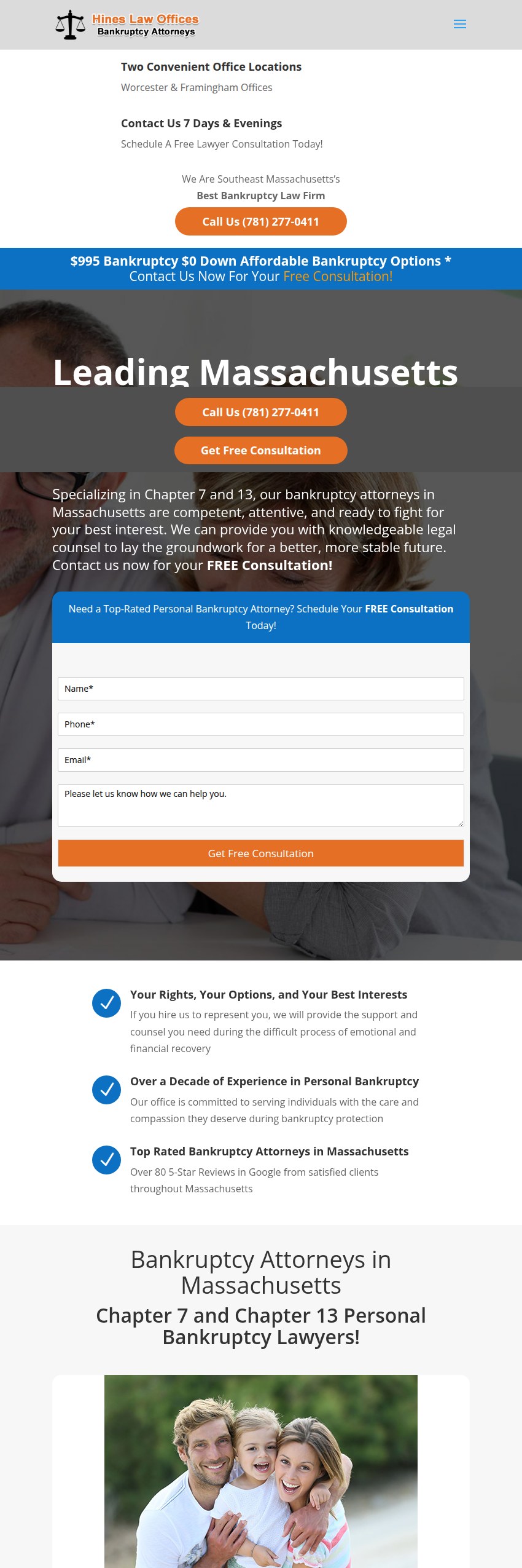 Screenshot of the Hines Law Offices website