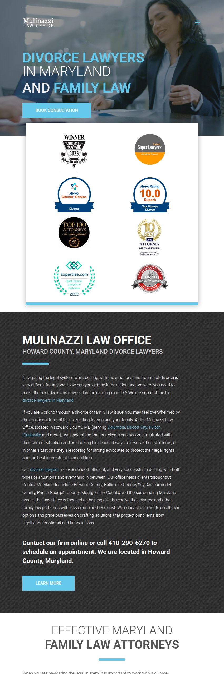 Screenshot of the Mulinazzi Law Office website