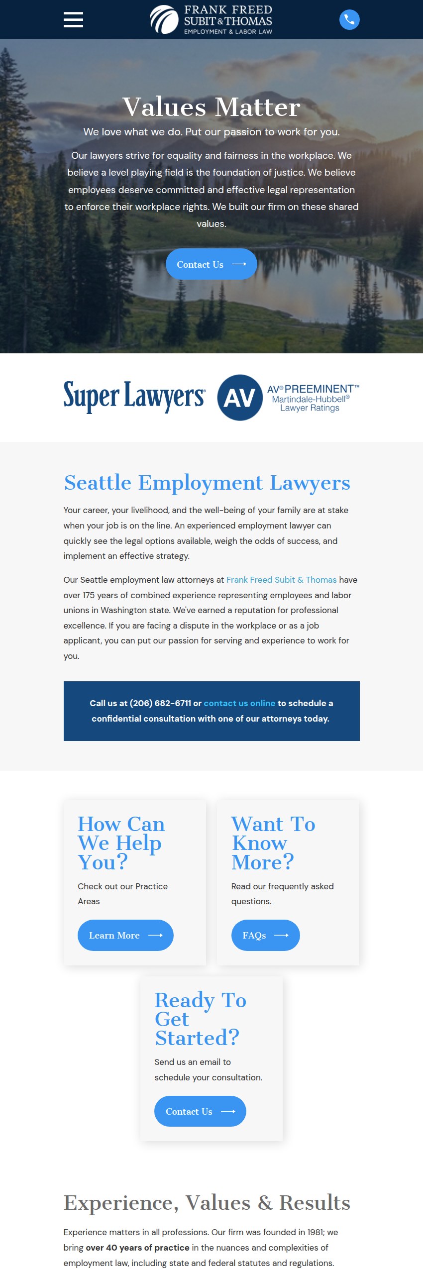 Screenshot of the Frank Freed Subit & Thomas LLP website