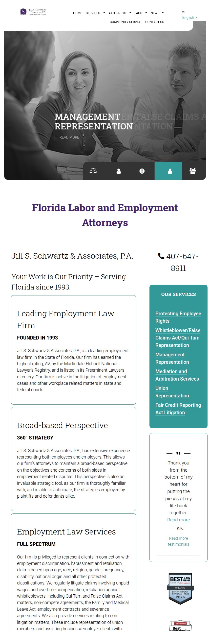 Screenshot of the Jill S. Schwartz & Associates, P.A. website