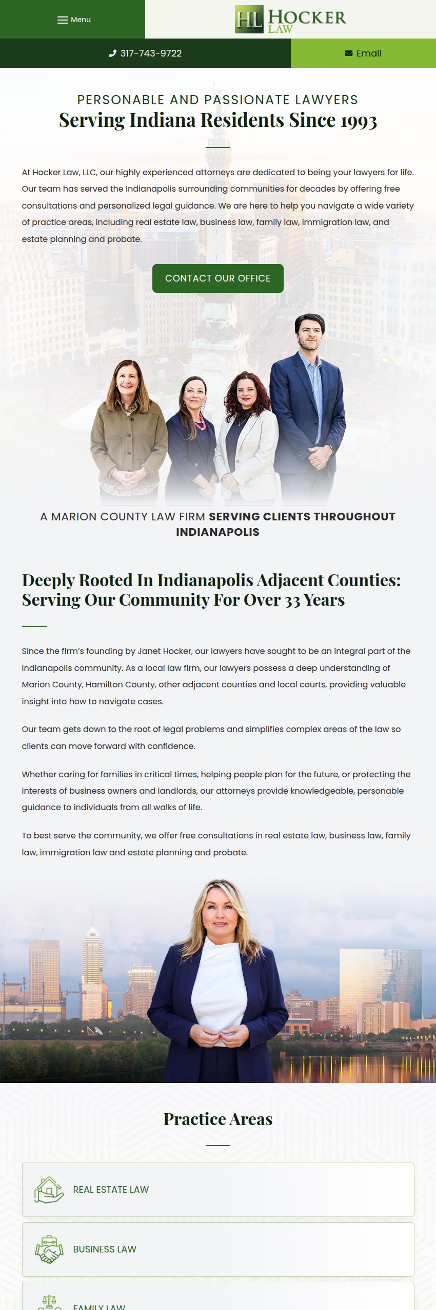 Screenshot of the Hocker Law, LLC website