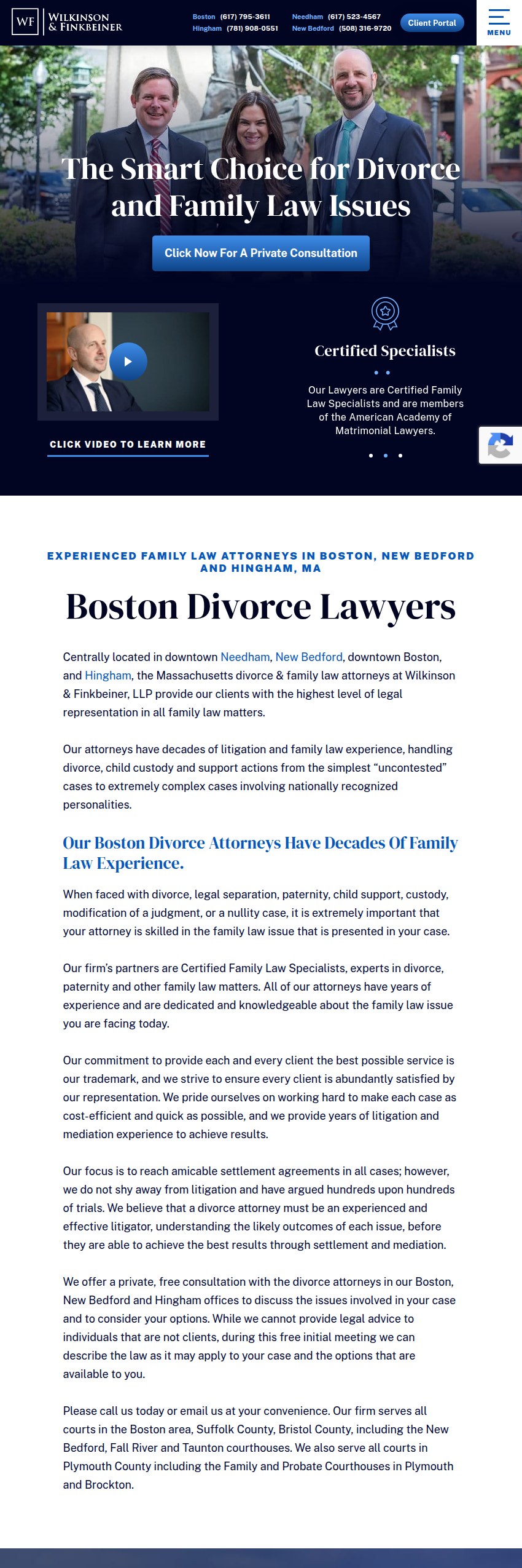 Screenshot of the Wilkinson & Finkbeiner, LLP website