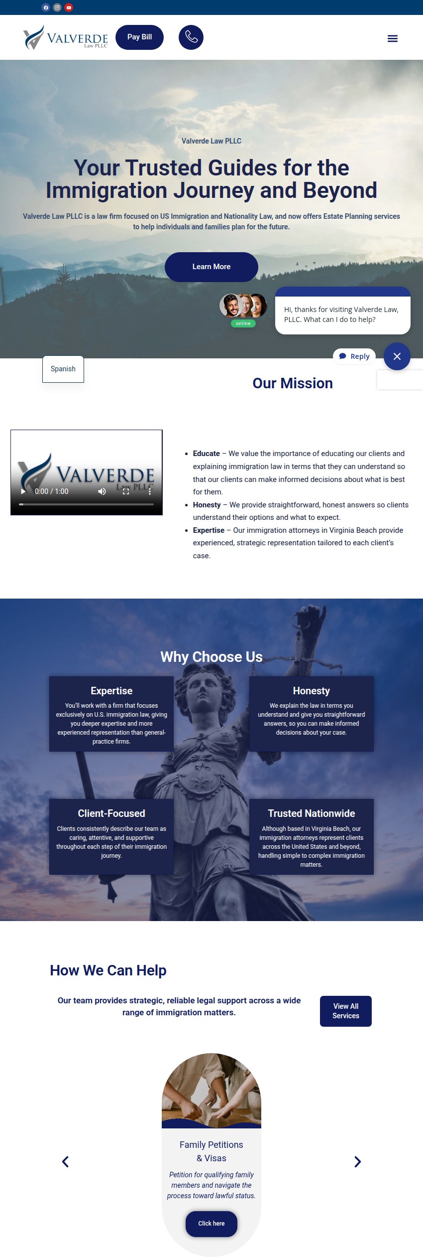 Screenshot of the Valverde Law PLLC website