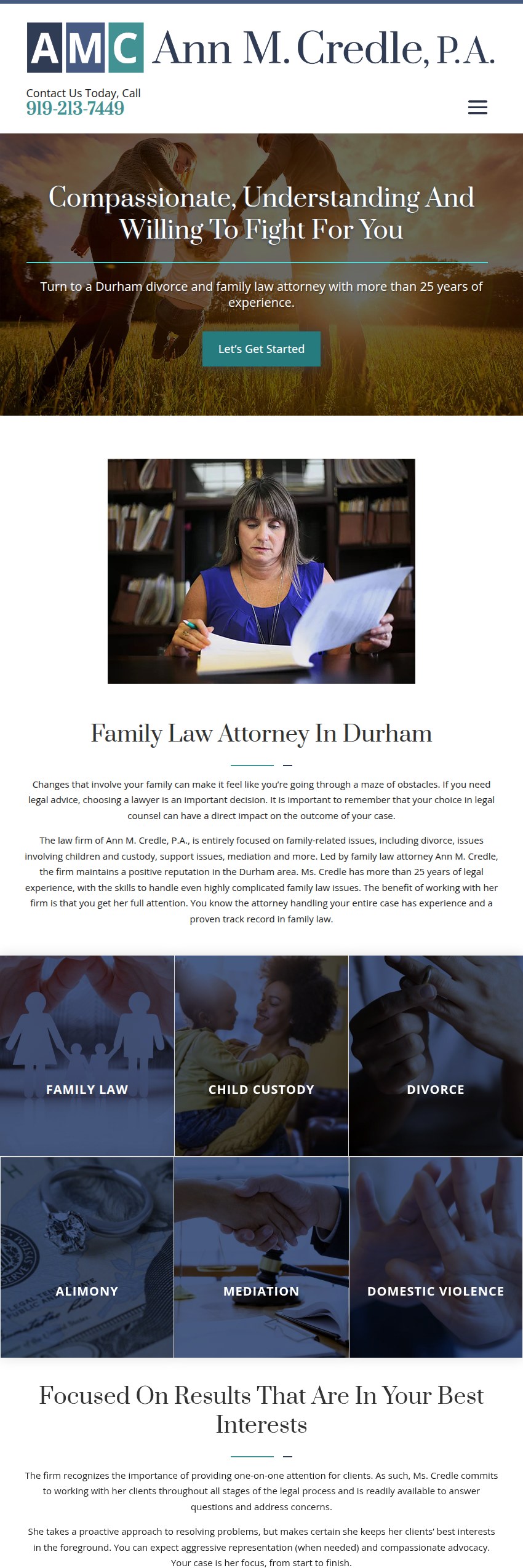 Screenshot of the Ann M. Credle, P.A. website