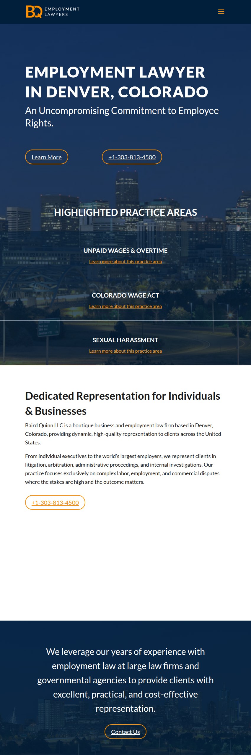 Screenshot of the Baird Quinn LLC website