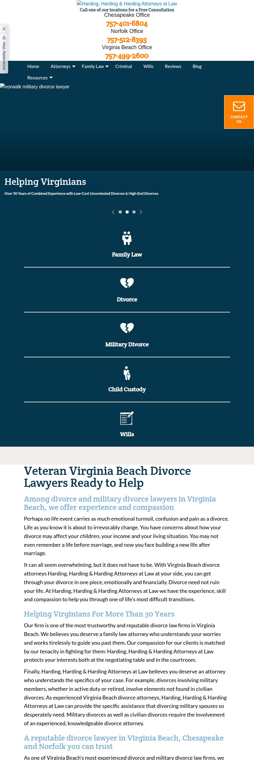 Screenshot of the Harding, Harding & Harding Attorneys at Law website