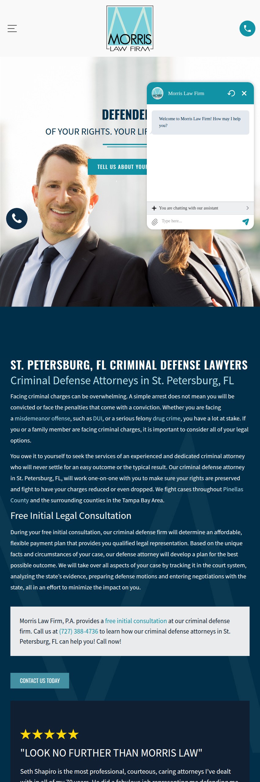 Screenshot of the Morris Law Firm, P.A. website