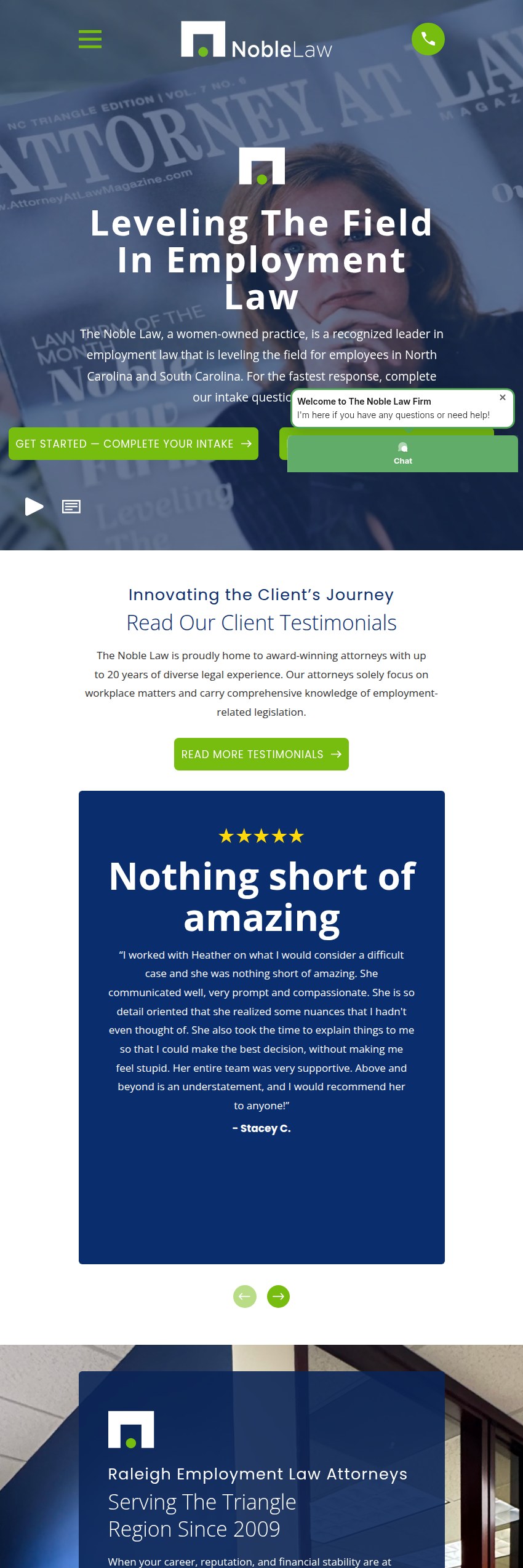 Screenshot of the The Noble Law Firm website