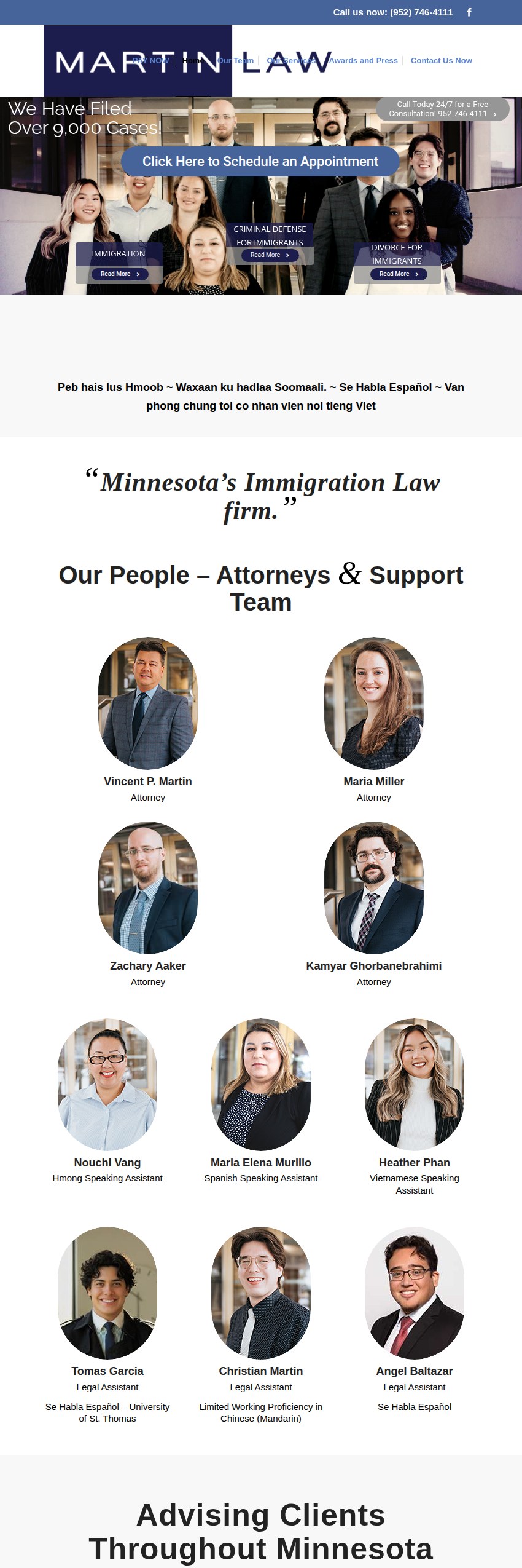 Screenshot of the Martin Law website