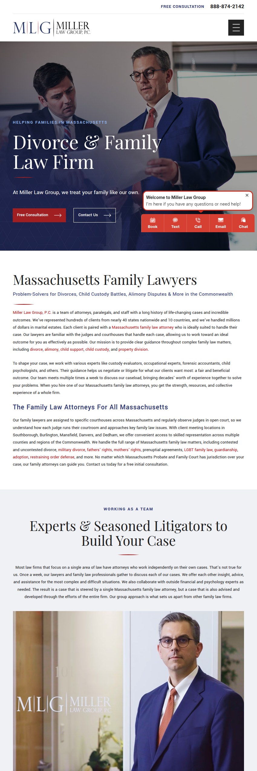 Screenshot of the Miller Law Group, P.C. website