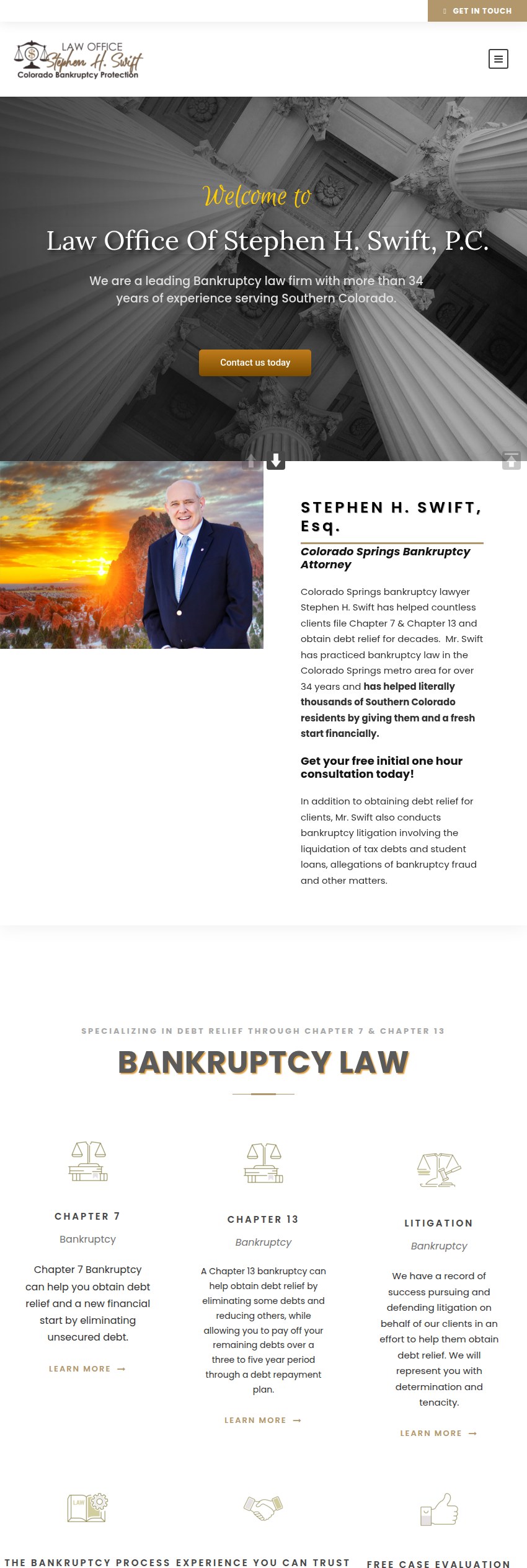 Screenshot of the Law Office of Stephen H. Swift, P.C. website