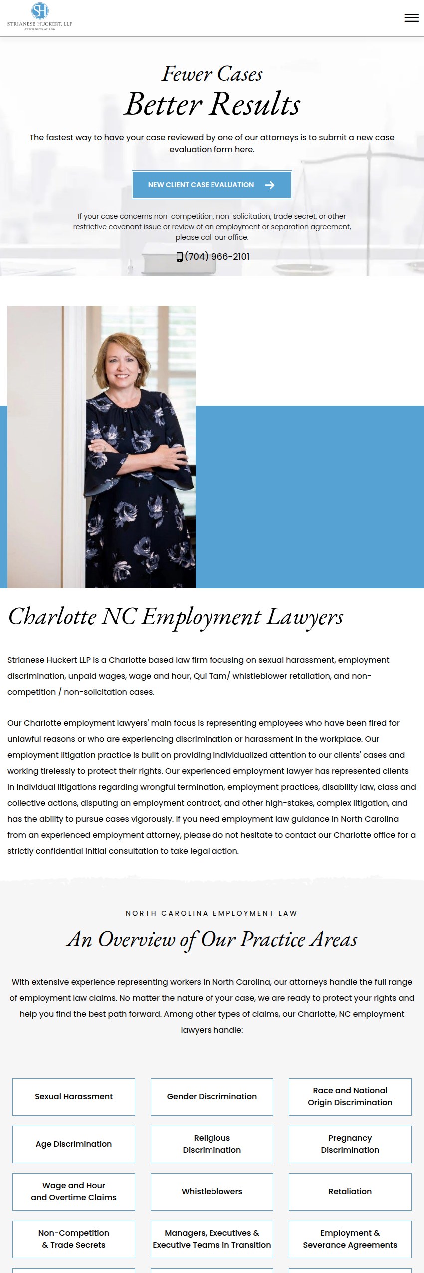 Screenshot of the Strianese Huckert LLP website