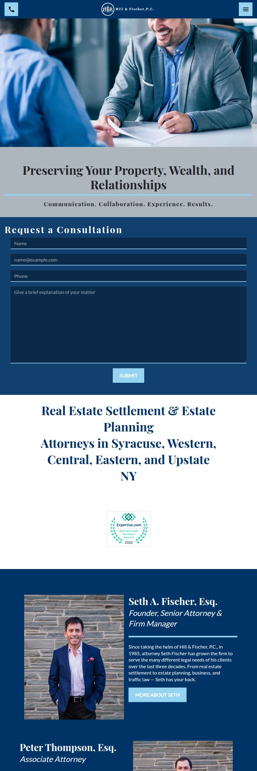 Screenshot of the Hill & Fischer, P.C. website