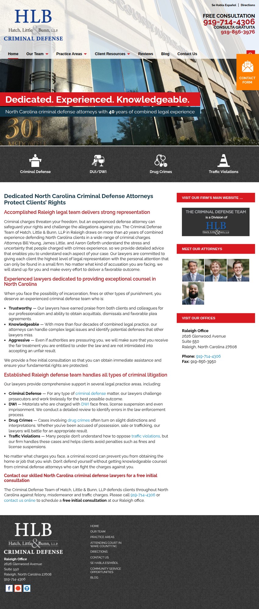 Screenshot of the Hatch, Little & Bunn, LLP website