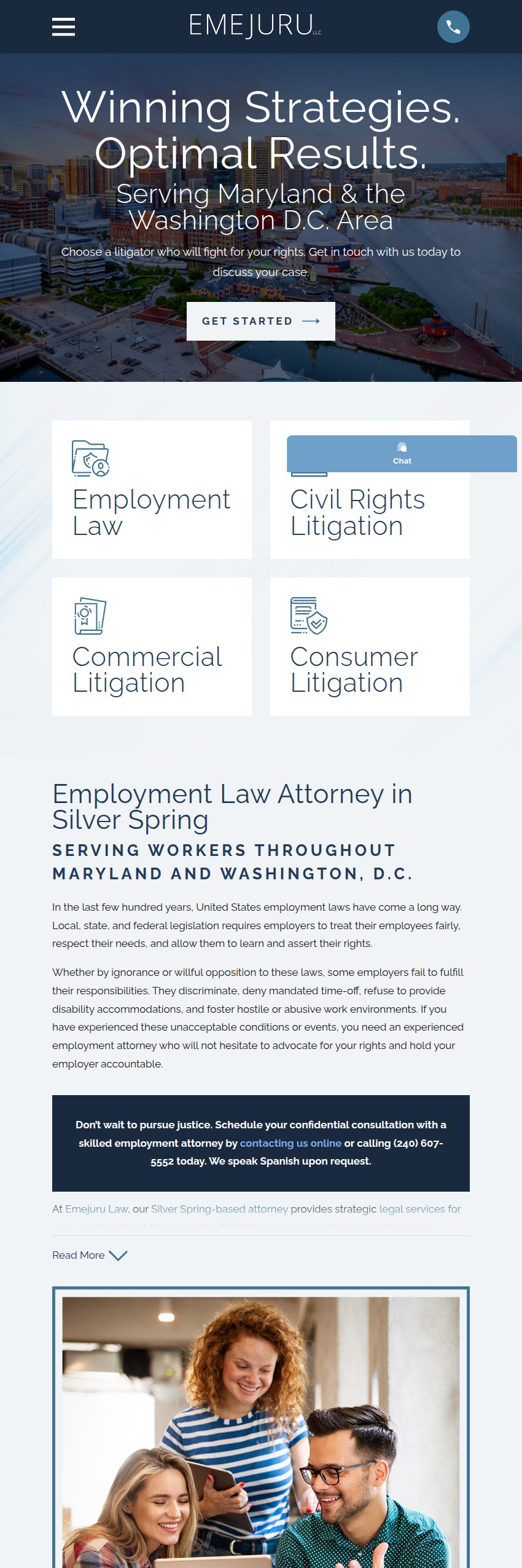 Screenshot of the Emejuru Law website