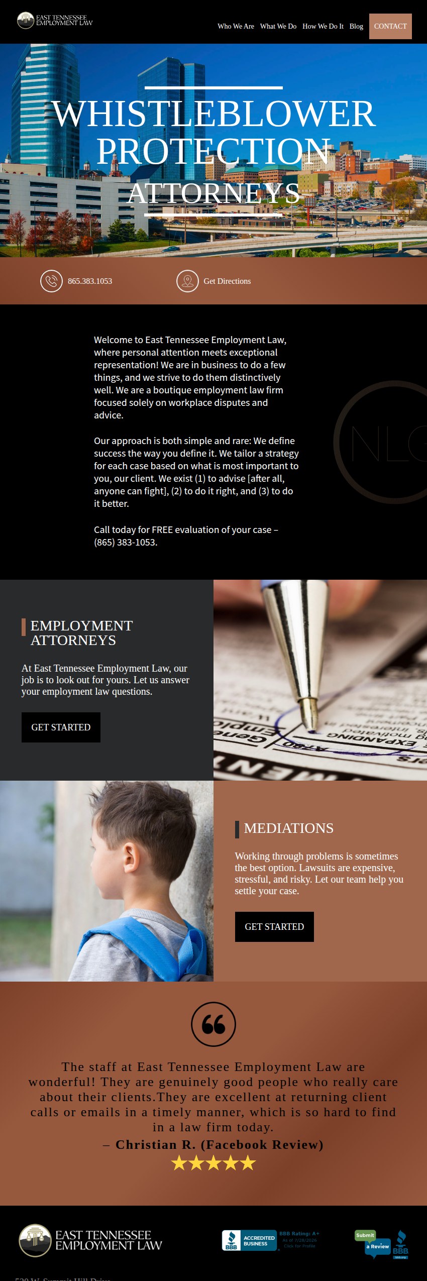 Screenshot of the East Tennessee Employment Law, PLLC website