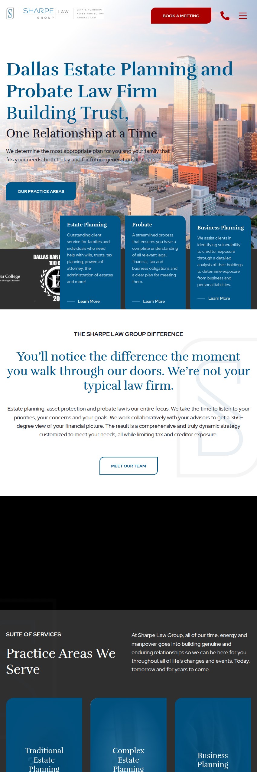 Screenshot of the Sharpe Law Group website